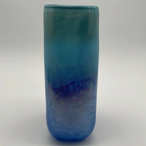 Vintage Multi-Tone Blue and Pink Pearlized Glazed Glass Vase​ - Picture 4 of 9